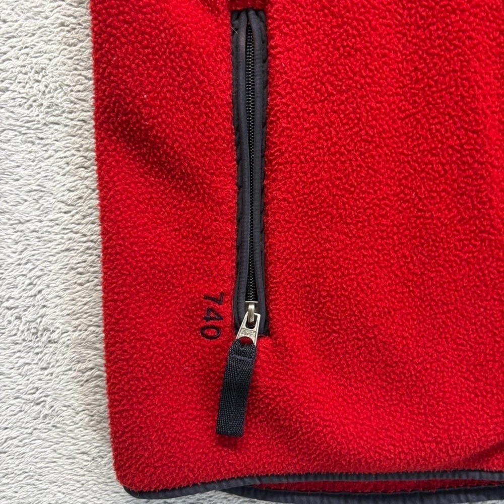 Vintage Abercrombie & Fitch Vest Mens Large Red Blue 1892 Zip Fleece Y2K - Picture 3 of 11